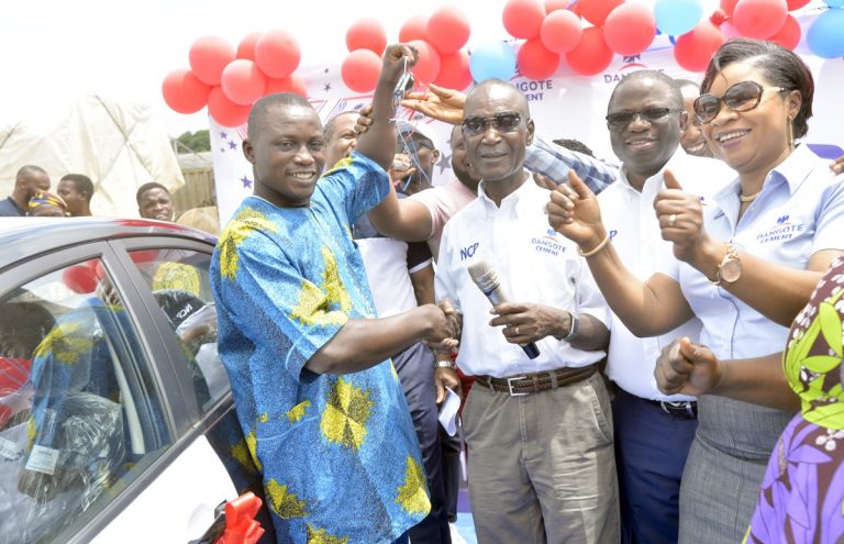 Star prize winner emerges in Dangote cement bag of goodies promo